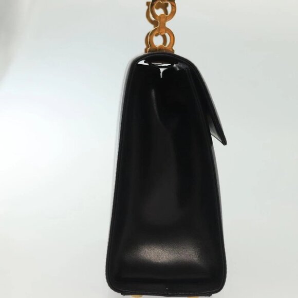 Salvatore Ferragamo Gancini Hand Bag Leather Black Gold Auth 140675 - Picture 7 of 14